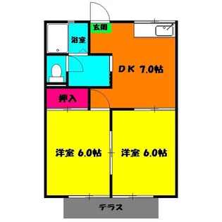 カトレアハイツ園生B棟【1階】の間取り