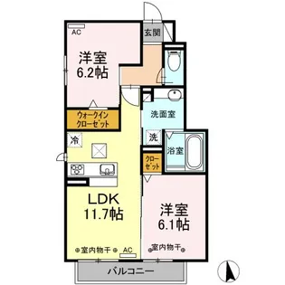 レセンテ上西【1階】の間取り