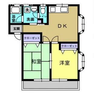 かすみ草ハイツB棟【1階】の間取り