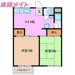 コーポ垂坂B棟【2階】の間取り