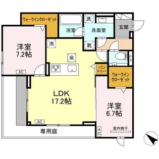セレスティア伝馬【1階】の間取り