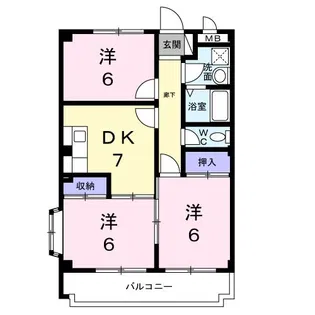 グランデージI番館【3階】の間取り