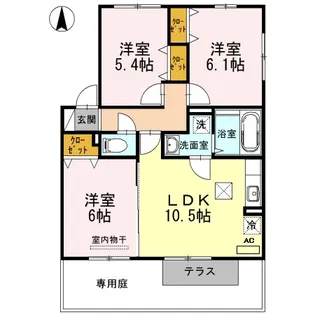 グリーンコーポユリ B【2階】の間取り