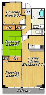 サンスカイ【9階】の間取り