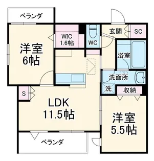 パルハイム若松【2階】の間取り