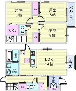 大阪府豊中市上野西3【一戸建】の間取り