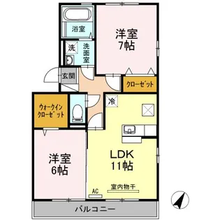 リバブル北高下A棟 A【1階】の間取り