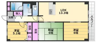 パール久米田【1階】の間取り