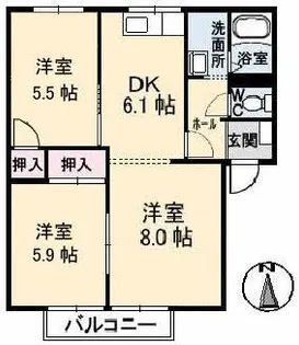 パークヒルズ西真磯【1階】の間取り