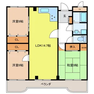 ロイヤル芝原 南館【5階】の間取り