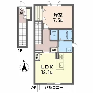 リリガーデン別府【2階】の間取り