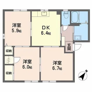 フォーレス日の出 B棟【1階】の間取り