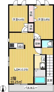 下連雀ハウス【2階】の間取り