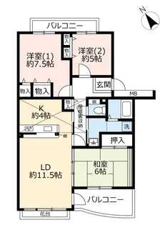 UR高槻・阿武山七番街【5階】の間取り