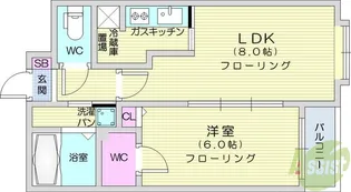 グランビュー晩翠通【9階】の間取り