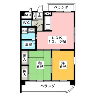 第二日比野ハイツ【5階】の間取り