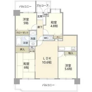 ライオンズマンション一宮白旗通【5階】の間取り