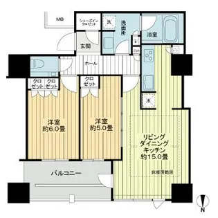 クラッシィタワー淀屋橋【22階】の間取り