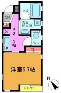 カーサ市川南【1階】の間取り