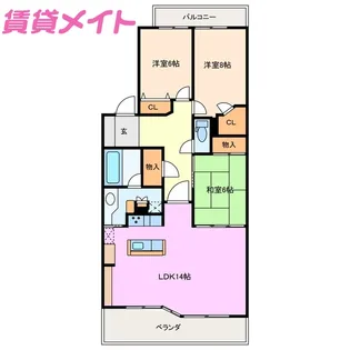 ライオンズシティ四日市【1階】の間取り
