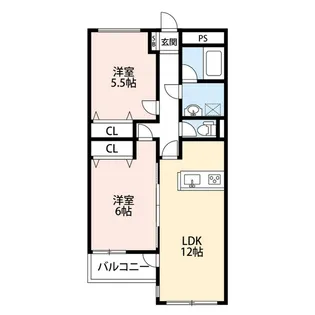 キヨクニアパートメントデザインエルスール【2階】の間取り