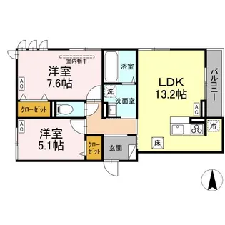 D-ROOM七曲I【1階】の間取り