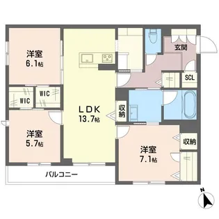 プレミール木更津【3階】の間取り
