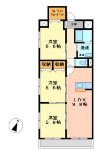 ラフィネ上浜【3階】の間取り