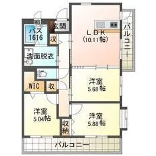 フェリーチェナカシマ【3階】の間取り