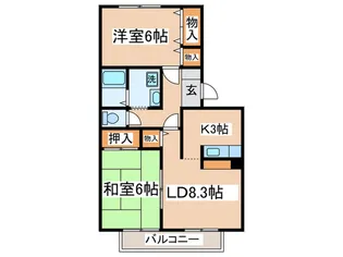 フレマリ-ル桜ヶ丘B【1階】の間取り