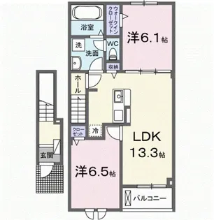 グラスコートIII【2階】の間取り