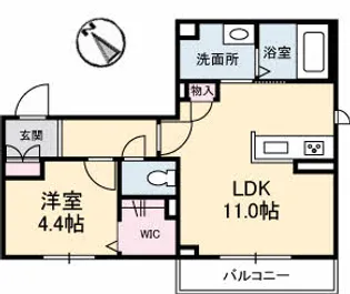 1LDKの間取り画像