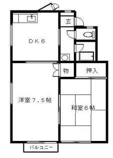 2DKの間取り画像