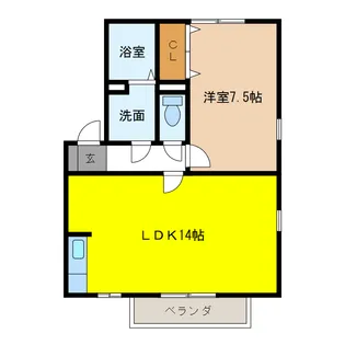 岐阜県羽島郡岐南町徳田1【アパート】の間取り