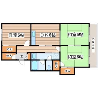 サンプラザ子平町【3階】の間取り