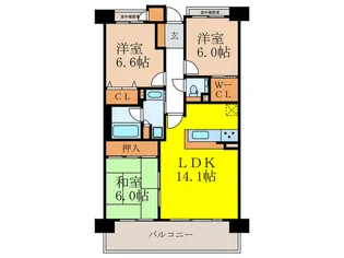 エスリード千里桃山台【2階】の間取り