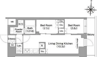 コンフォリア・リヴ南品川【3階】の間取り