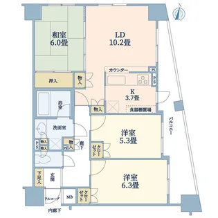 ネオマイム鶴見デュークレア壱番館【9階】の間取り
