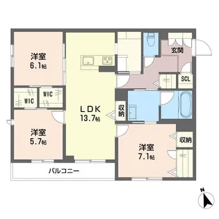 プレミール木更津【2階】の間取り