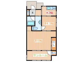 シティハイツ一本杉【1階】の間取り