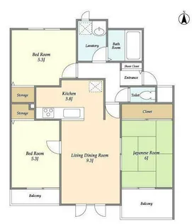 ハイランドグリーン池尻A棟【3階】の間取り