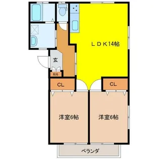 ラ・メゾン中里C棟【2階】の間取り