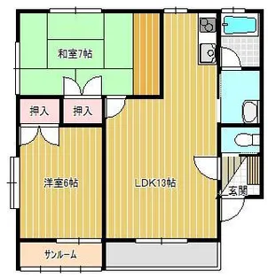 〇ラビアン・ローゼA【1階】の間取り