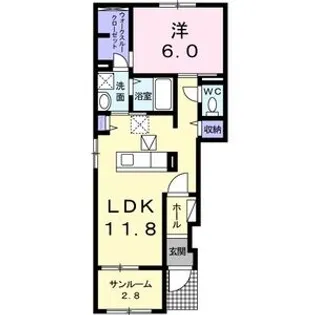 プリムヴェールC【1階】の間取り