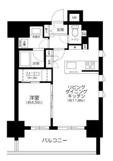 パークリュクス日本橋小網町mono【4階】の間取り