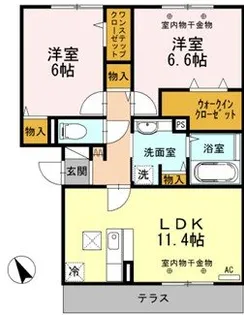 セゾンクレールI棟【1階】の間取り