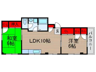 サンハイツあけぼの【2階】の間取り