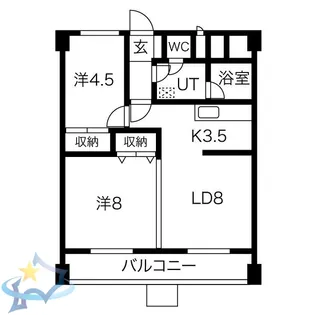 京王山鼻マンション【4階】の間取り