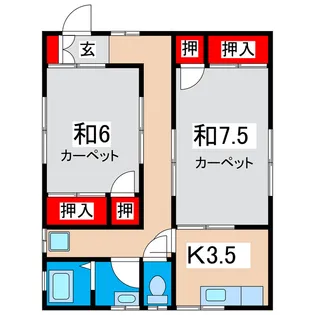 コーポまつあいII【1階】の間取り