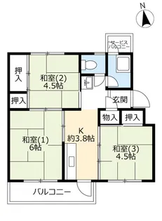 UR総持寺【3階】の間取り